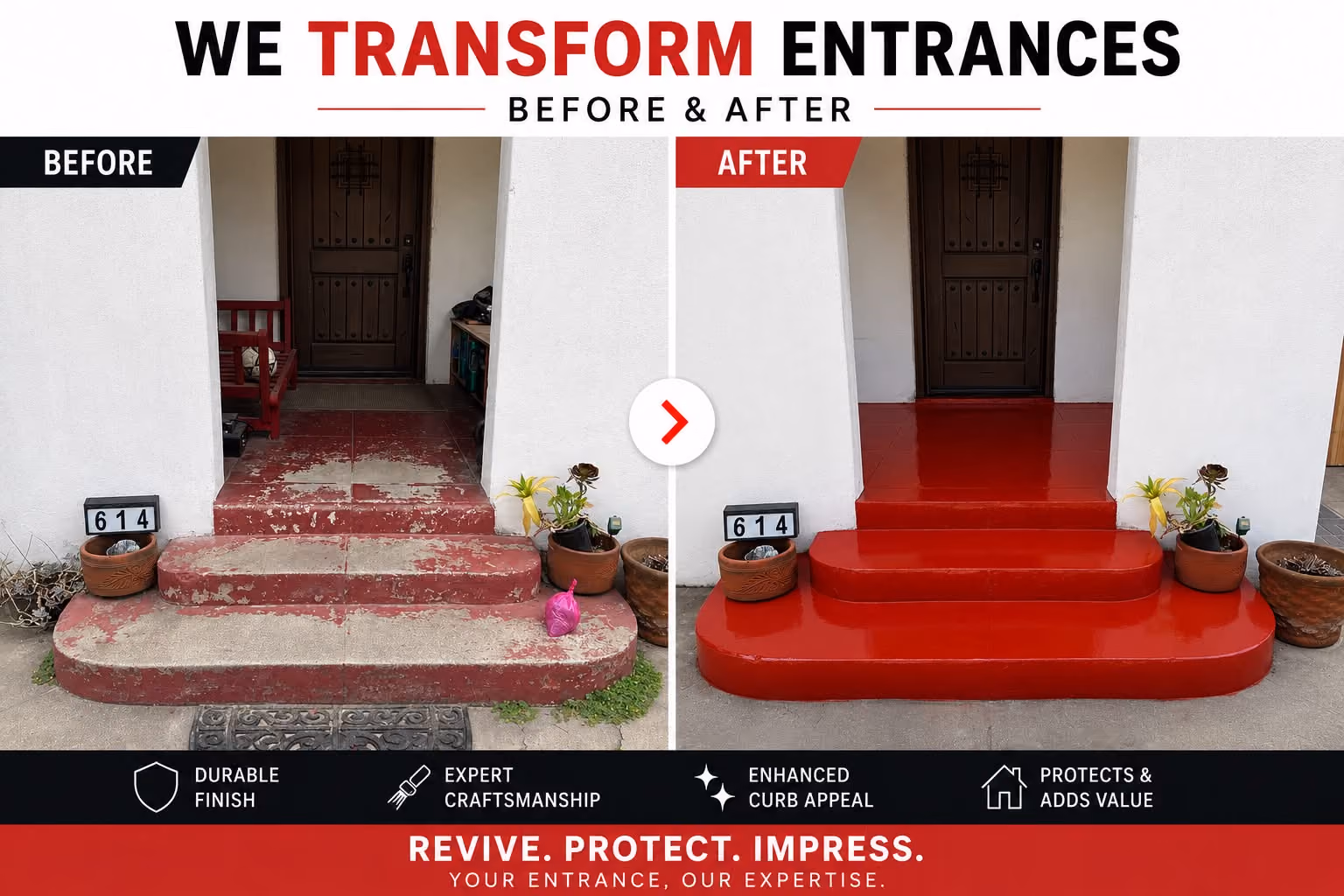 Patio before and after concrete coating