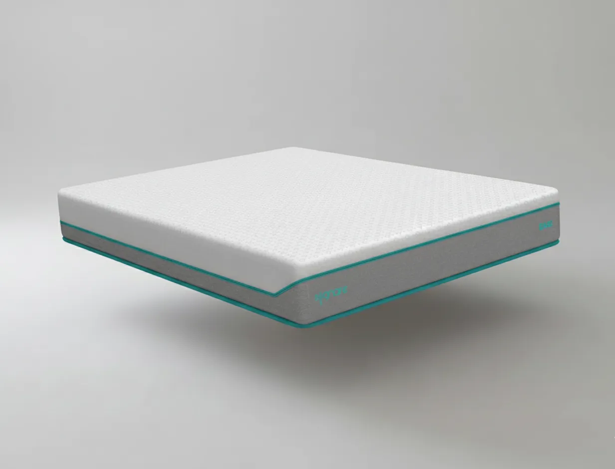 Colchón memory foam individual Sognare Base con lateral gris claro y ribetes color turquesa