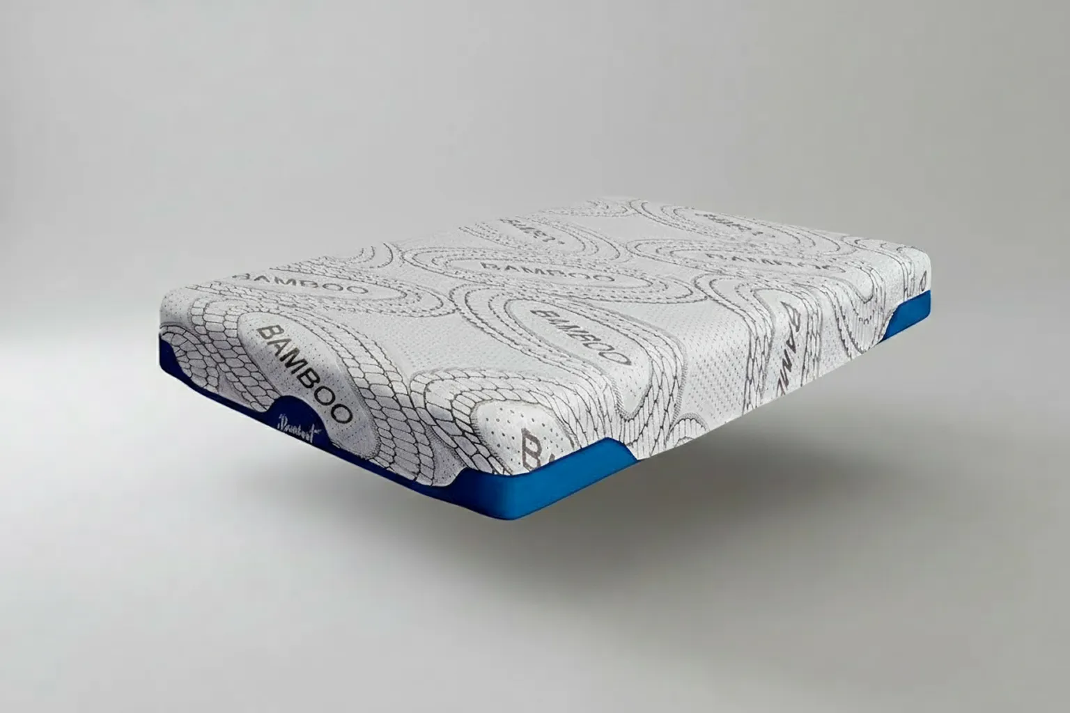 Colchón memory foam individual Memory Dream con funda blanca de fibras de bambú y lateral azul oscuro