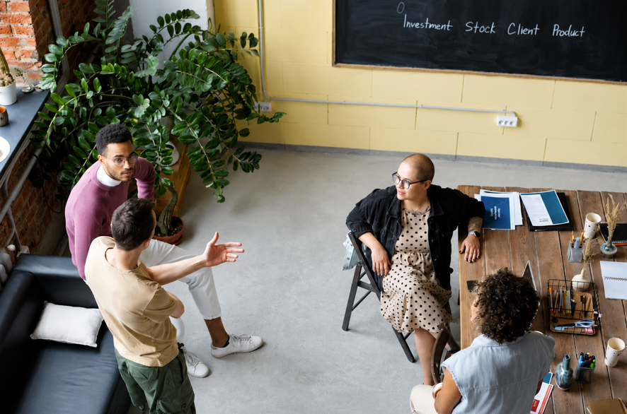 A group of people having a discussion.