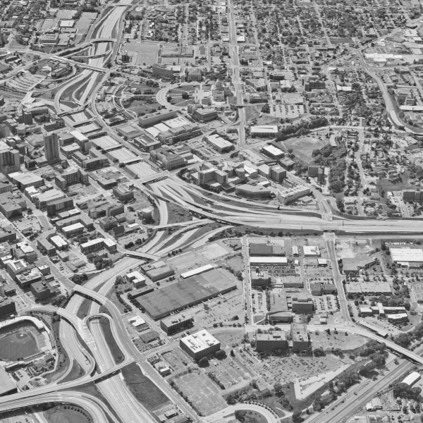 Sky photgraphy of the st paul streets network