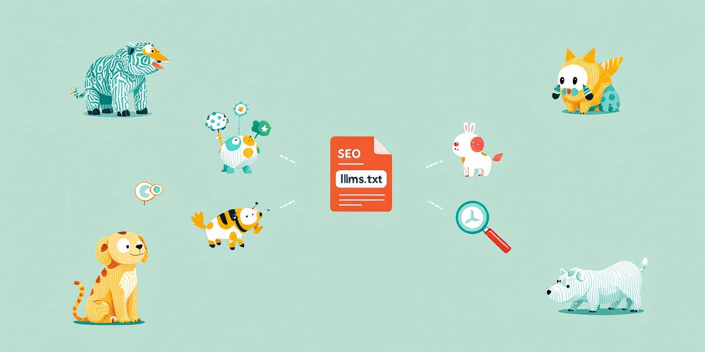 SEO-focused graphic showing llms.txt impact on AI search