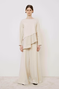 PANTALON LARGE À TAILLE ÉLASTIQUE