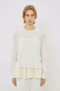 Pull en laine avec haut plissé assorti