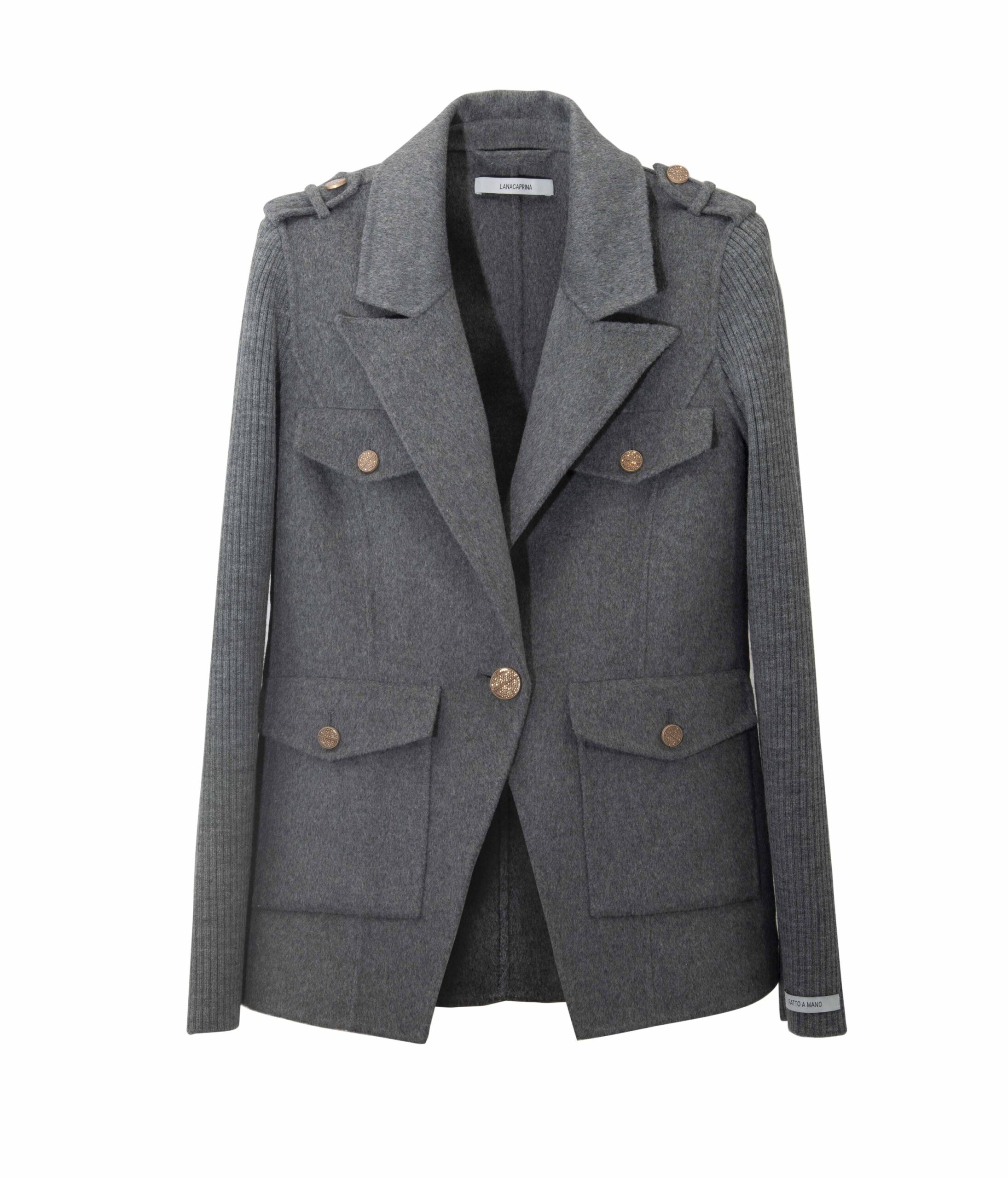 VESTE EN TISSU DOUBLE AVEC MANCHES CÔTELÉES