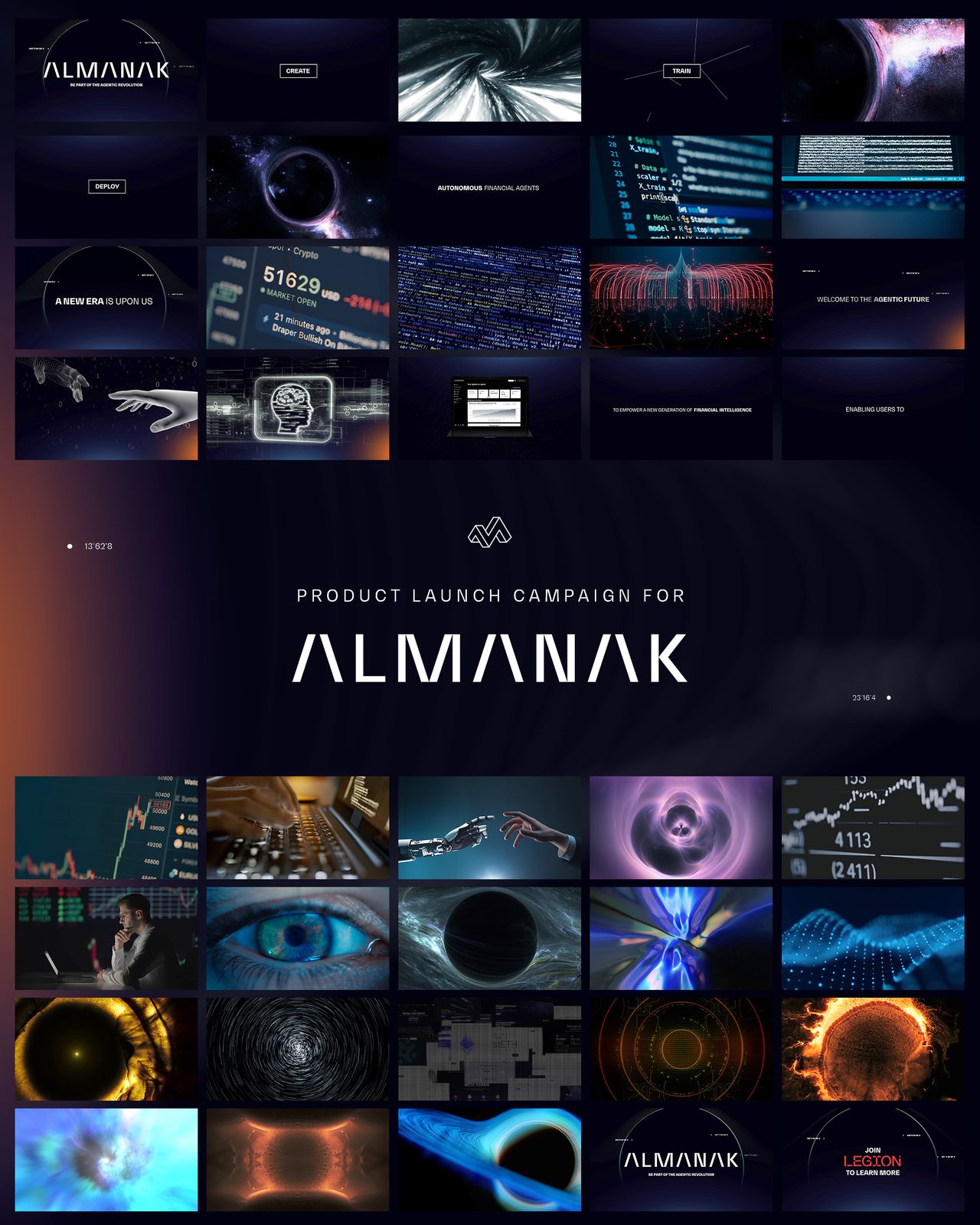 Almanak campaign mood board: selected stills from the launch.