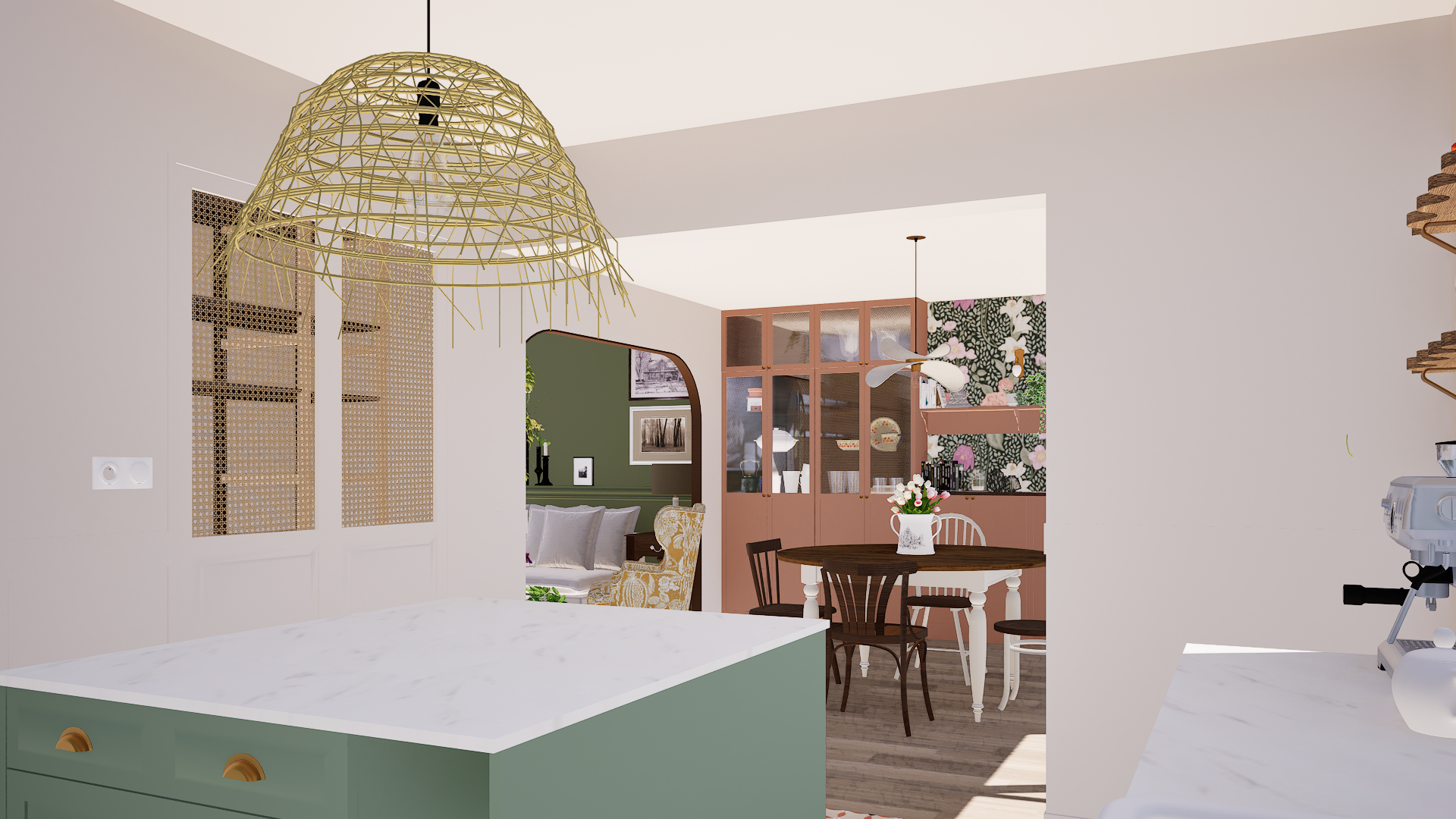 Ouverture sur salon cottage