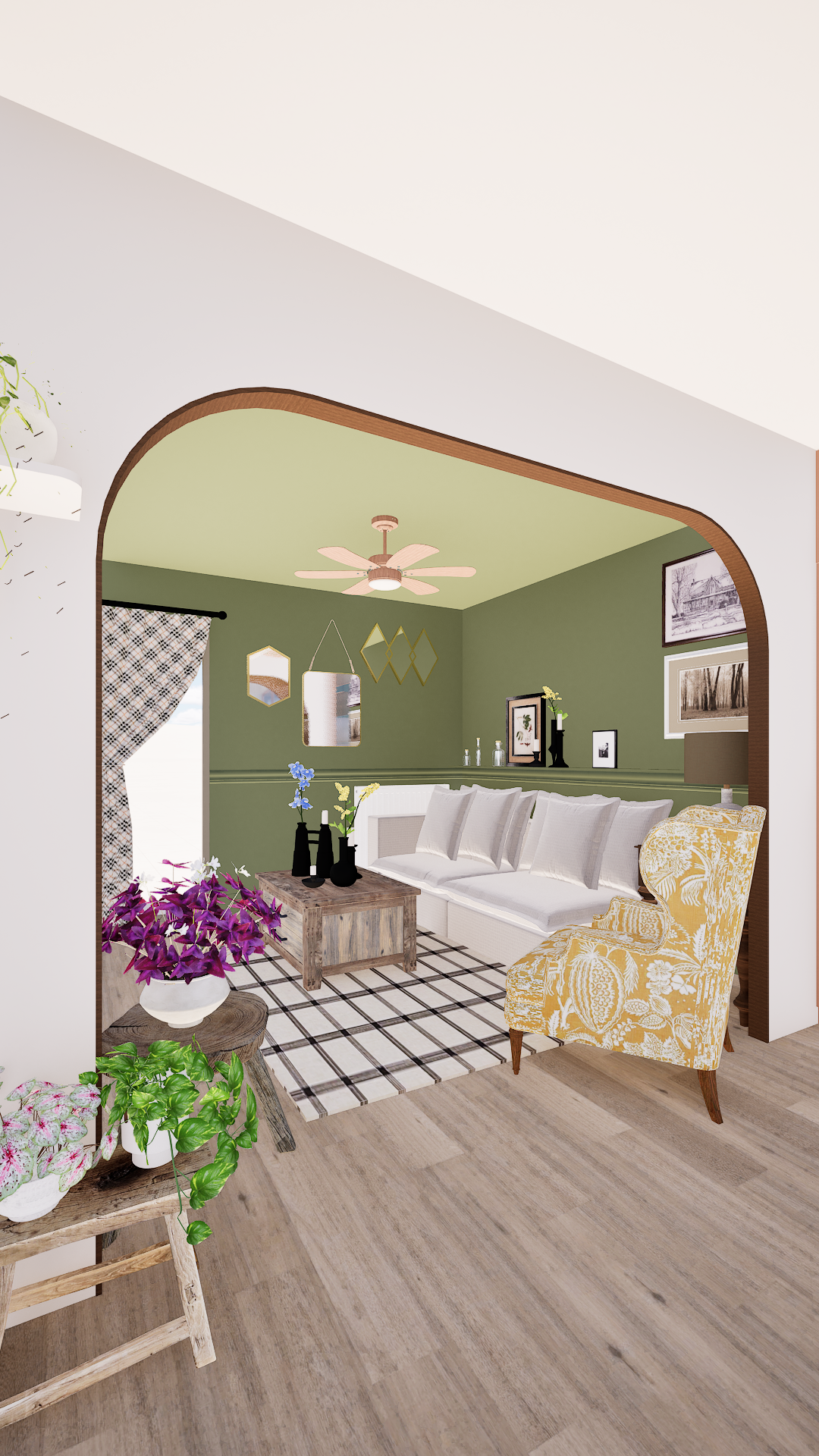 Salon cocooning vert