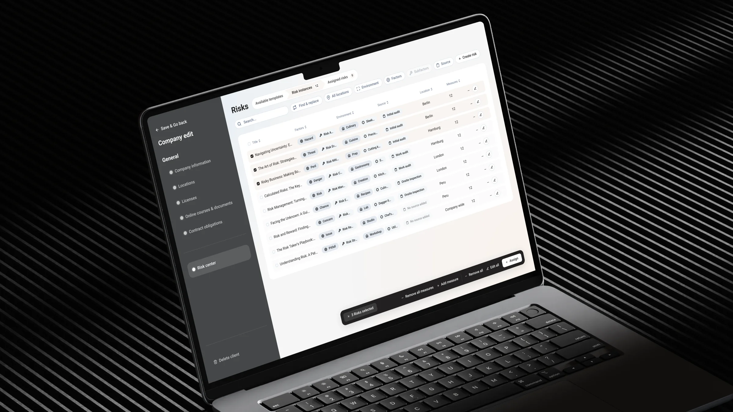 A mockup of a SaaS landing page for PIMA Risk product.