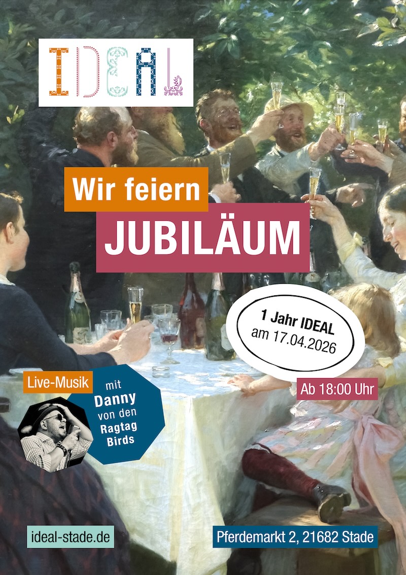 Flyer für die Jubiläumsfeier des IDEAL Stade am 17. April 2026 ab 18 Uhr