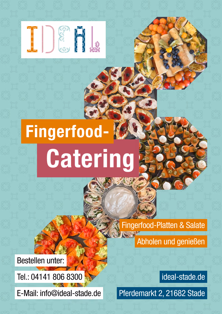 Flyer für Fingerfood-Catering im IDEAL Stade