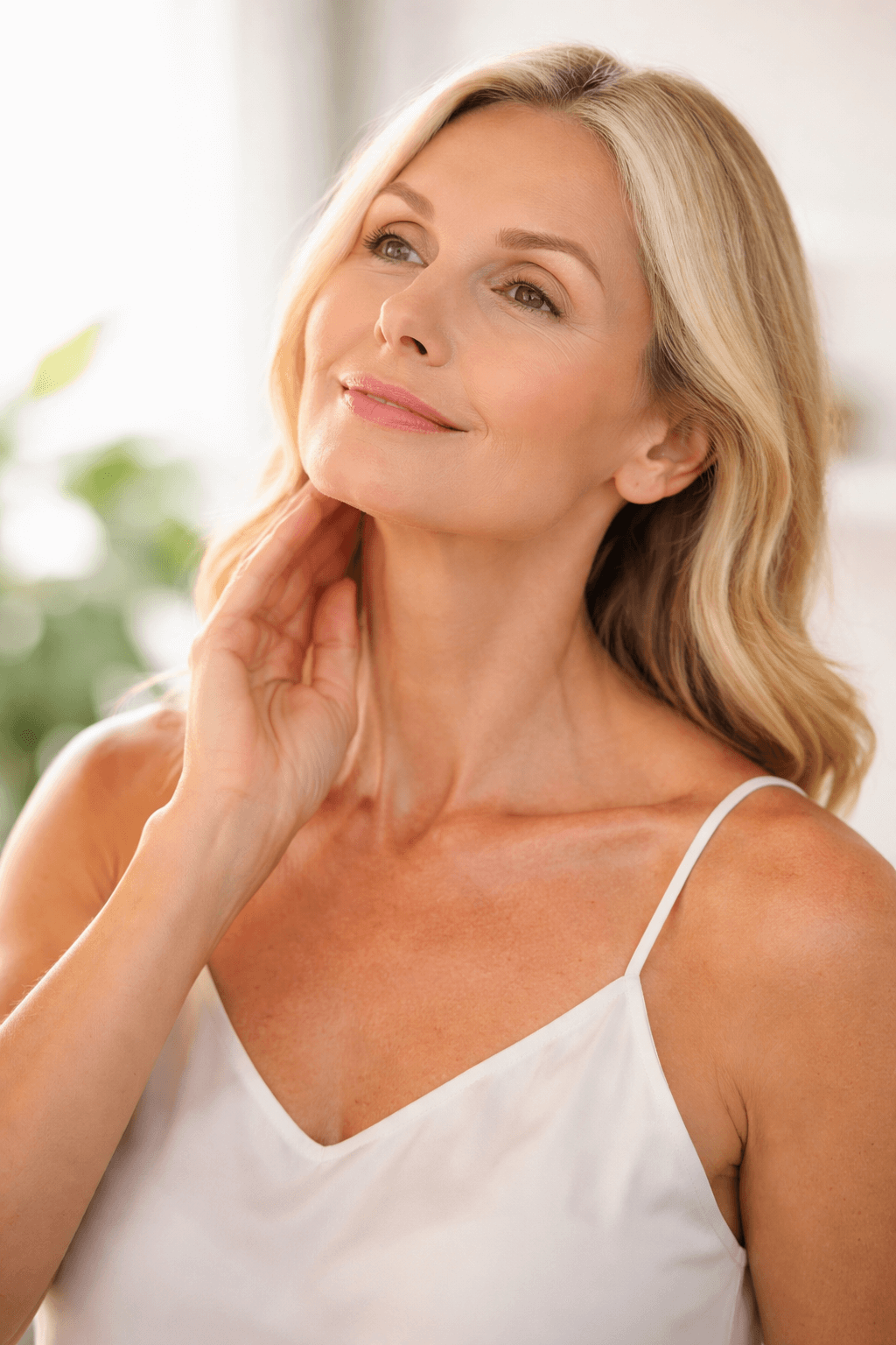 Radiesse treatment improving neck and décolleté skin texture at a medical aesthetics practice in Newton Centre, MA