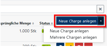 Neue Charge anlegen