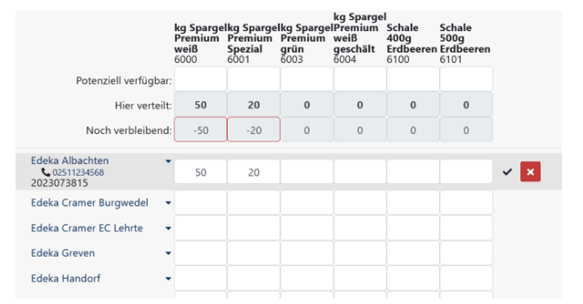 Beispiel von Stapelbestellungen in FrachtPilot