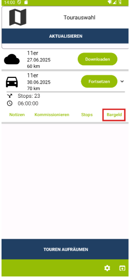 Bargeld Lieferapp FrachtPilot