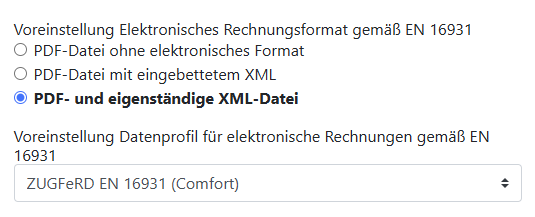 FrachtPilot E-Rechnung konfigurieren in den Firmeneinstellungen