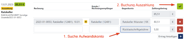 Gebühren zuweisen Gegenkonto