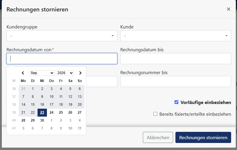 Stornorechnung in FrachtPilot anpassen