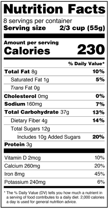 US food nutrition label