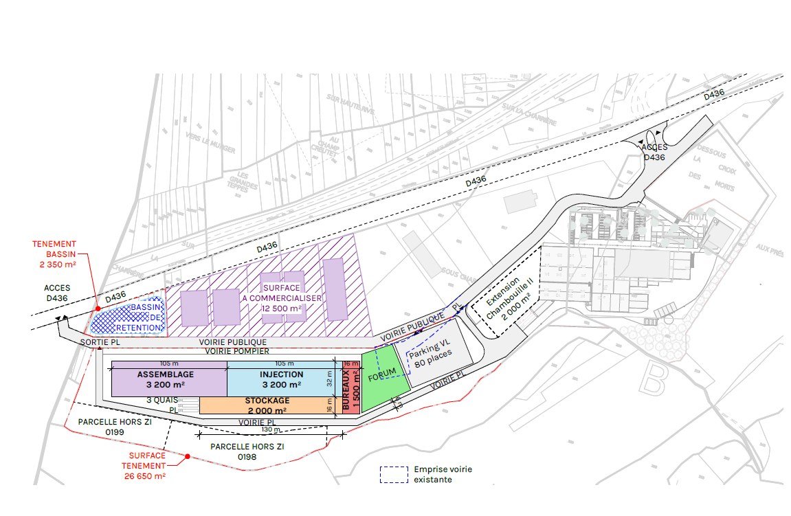 Plan masse phasé d'un site industriel, DBA