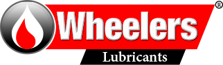 Wheelers Logo mit rotem hintergrund und einem tropfenförmigen Symbol, das Schmierstoffe darstellt