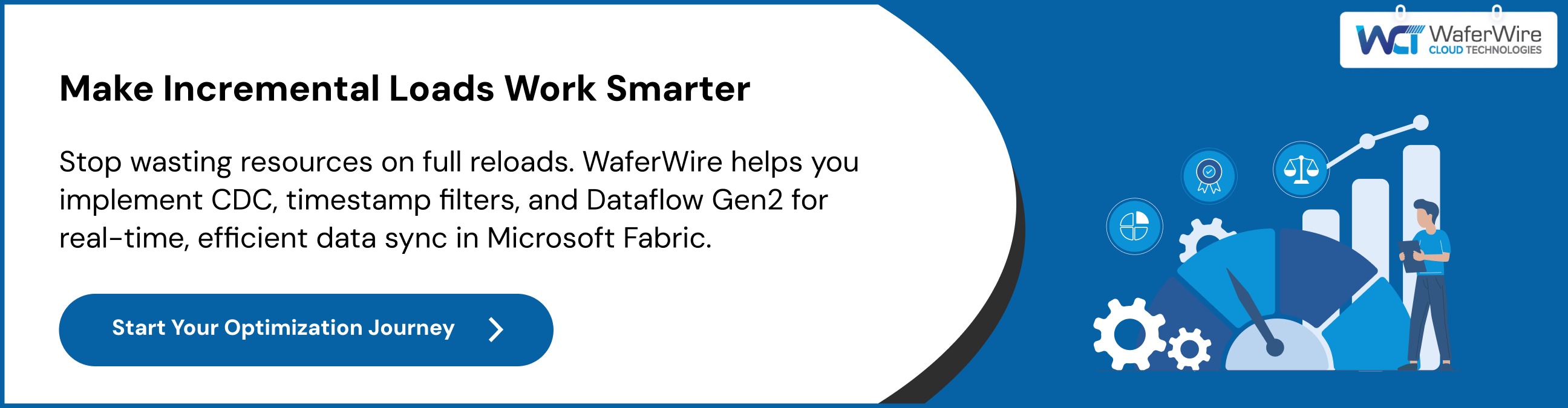 Stop wasting resources on full reloads. WaferWire helps you implement CDC, timestamp filters, and Dataflow Gen2 for real-time, efficient data sync in Microsoft Fabric.