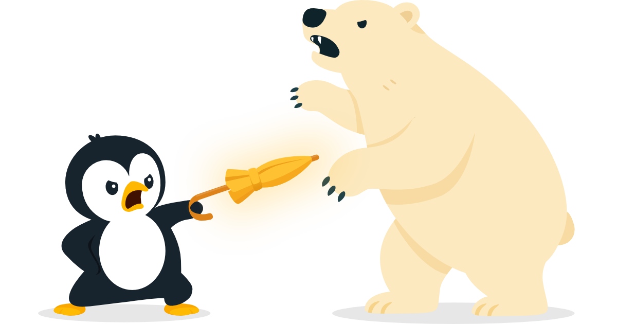 Pinguin vs. Eisbär