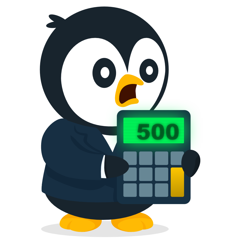 Pinguin mit Taschenrechner