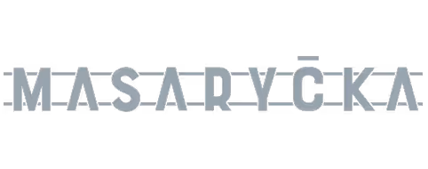 Název Masaryčka se šedými velkými písmeny spojenými linkou.