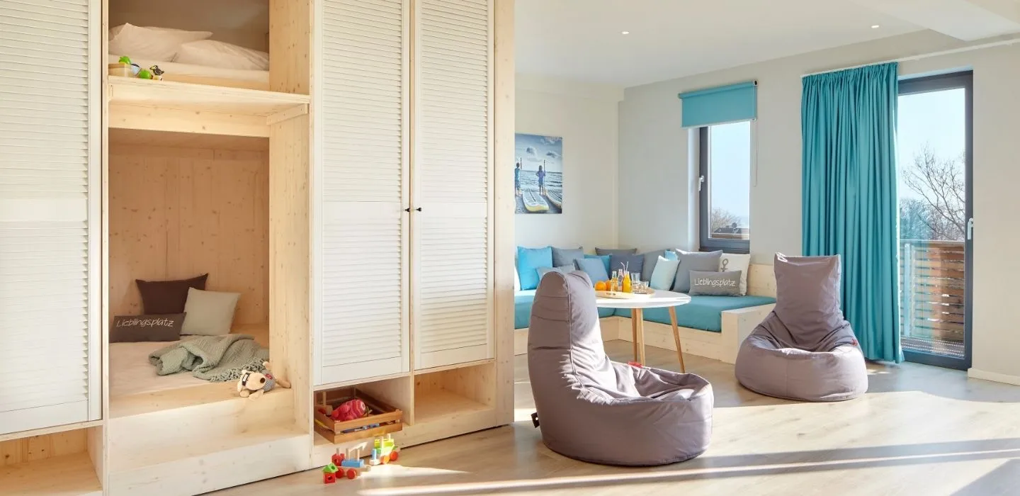 Camera "Entdeckertraum" presso l'Hotel Strandkind - cliente di ADDITIVE nel settore del marketing online