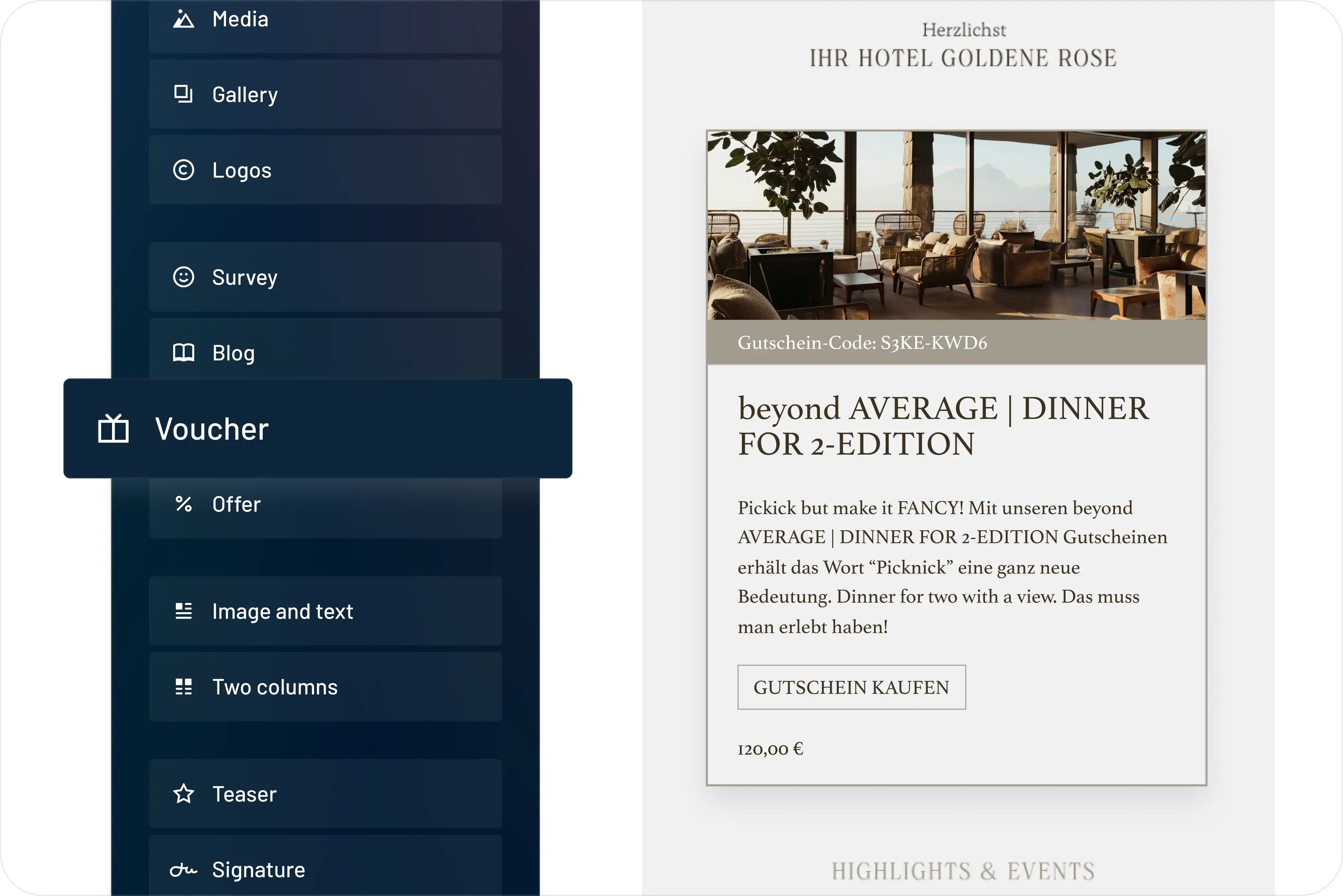 Efficient guest communication through the seamless combination of ADDITIVE+ NEWSLETTER and ADDITIVE+ VOUCHERS.