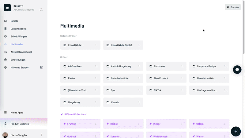 Die semanische Bildersuche wird als Ordner in der ADDITIVE+ SOFTWARE abgespeichert.