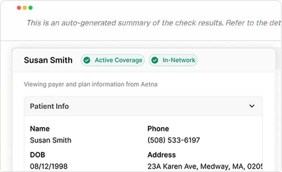 dashboard printscreen from FUSE shocasing Patient info