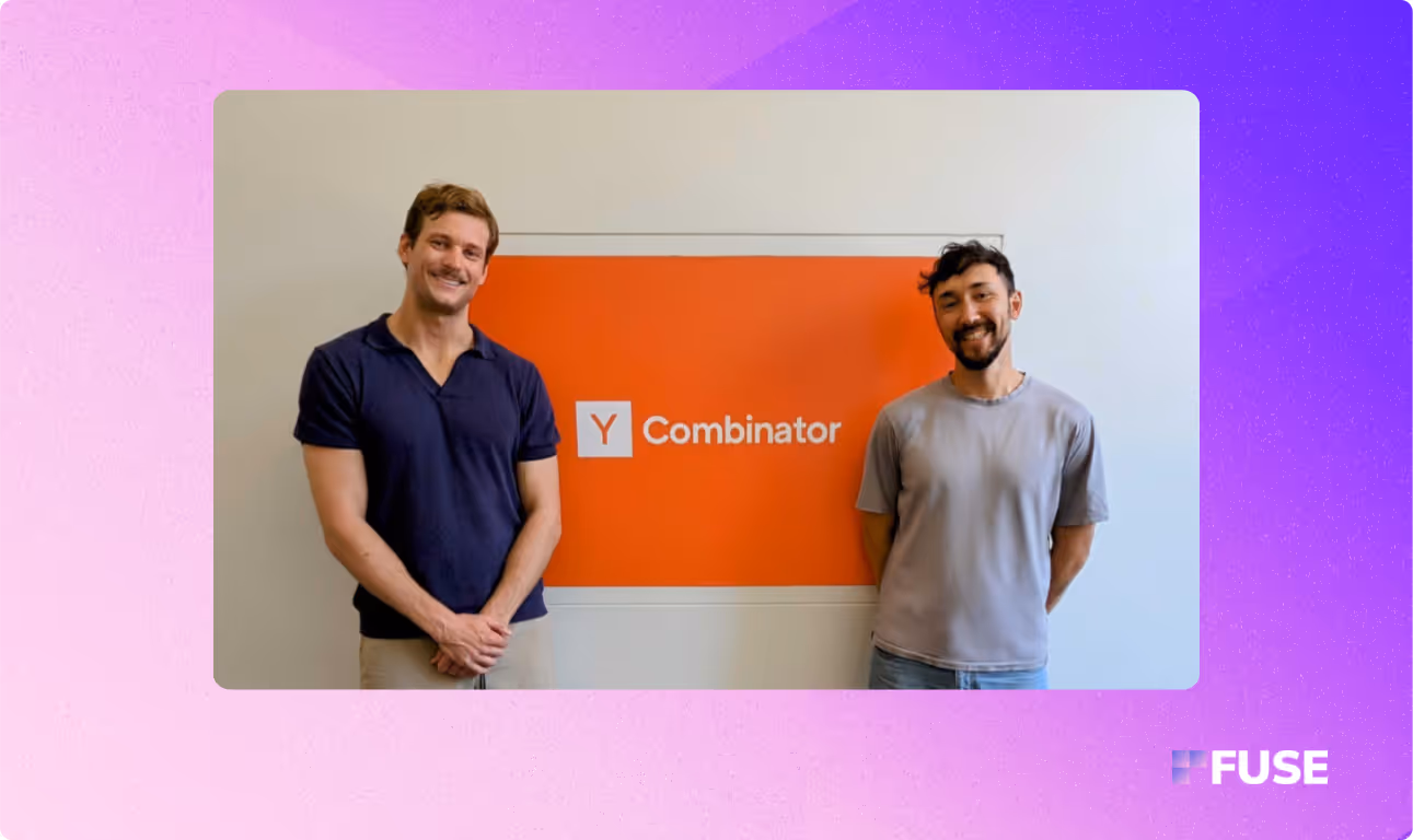Image of Fuse Co-Founders Sho and Oscar infront of the Y Combinator sign