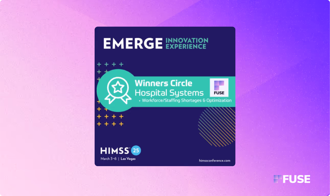 Image of Fuse winning the Emerge Innovation Experience Competition at HIMSS 2025
