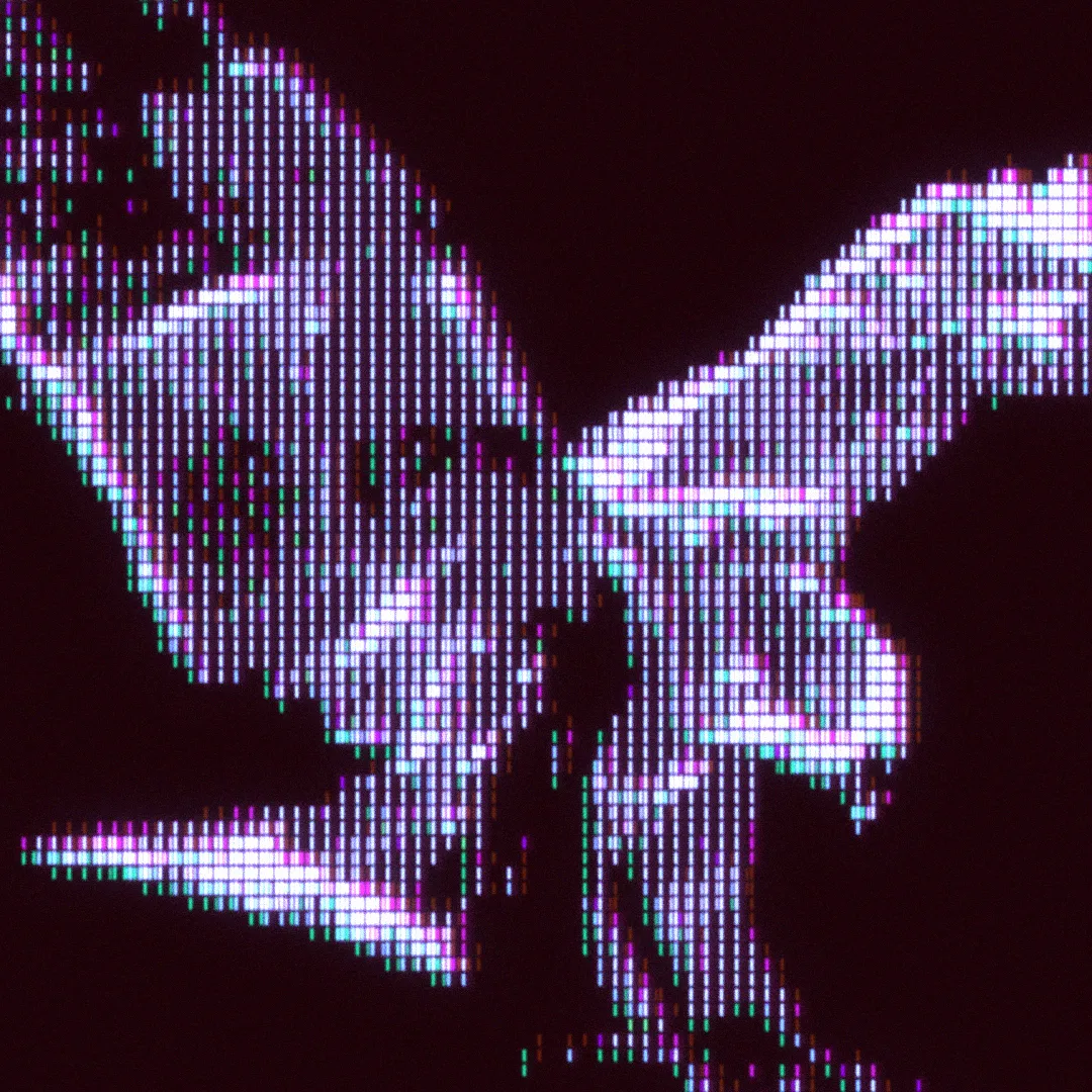 A stylized eagle in a pixel / crt style