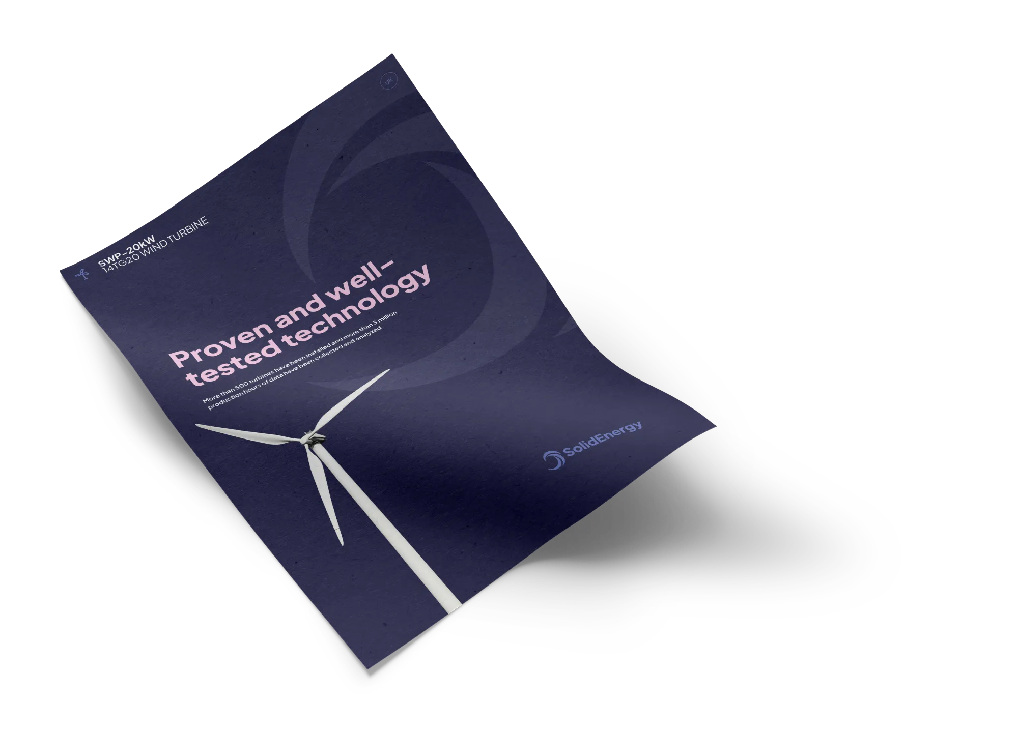 A brochure with a wind turbine on it.