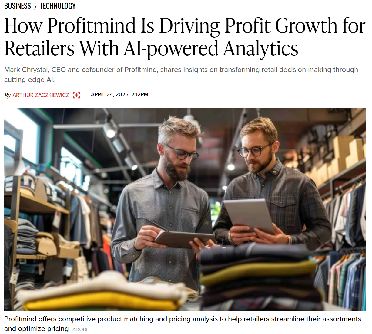 Hero image for WWD: How Profitmind Is Driving Profit Growth for Retailers With AI-powered Analytics — Profitmind retail AI...