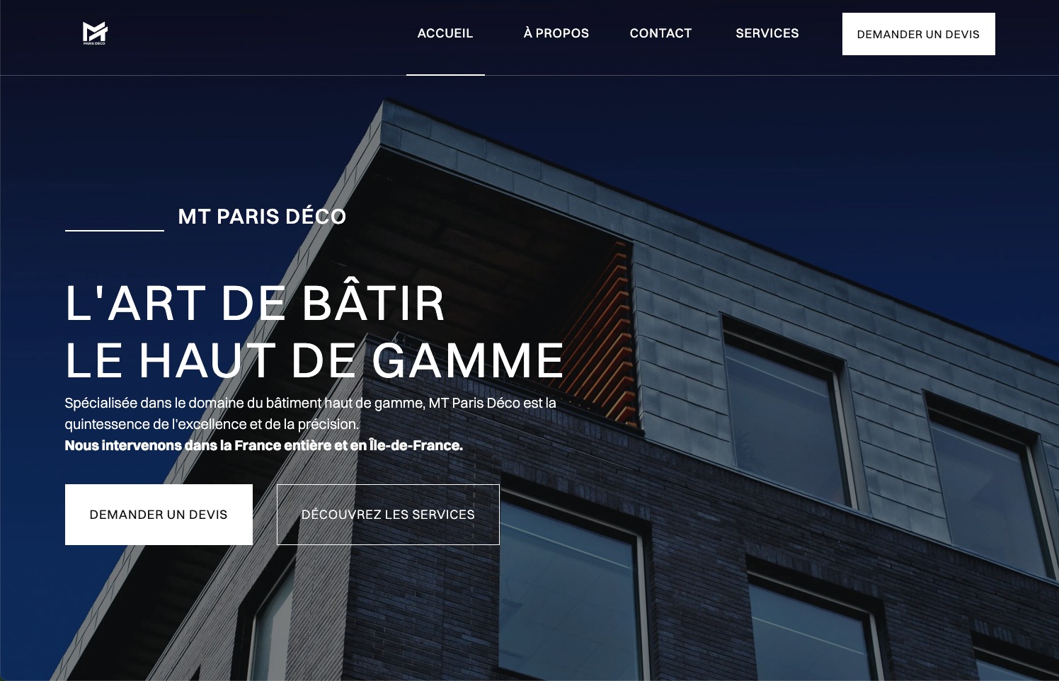 Site internet de MT Paris Deco