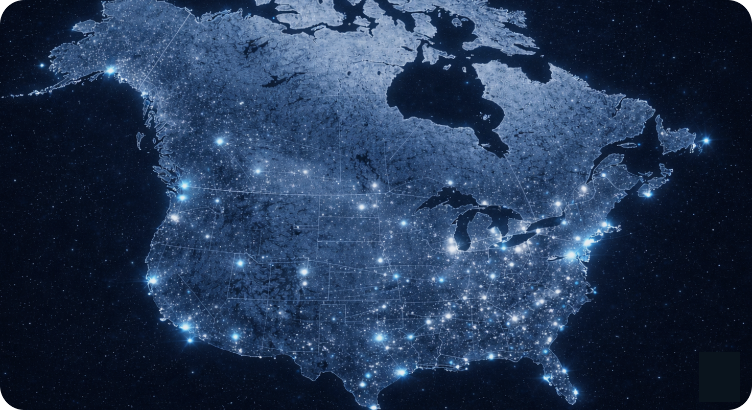 Map of North America coverage