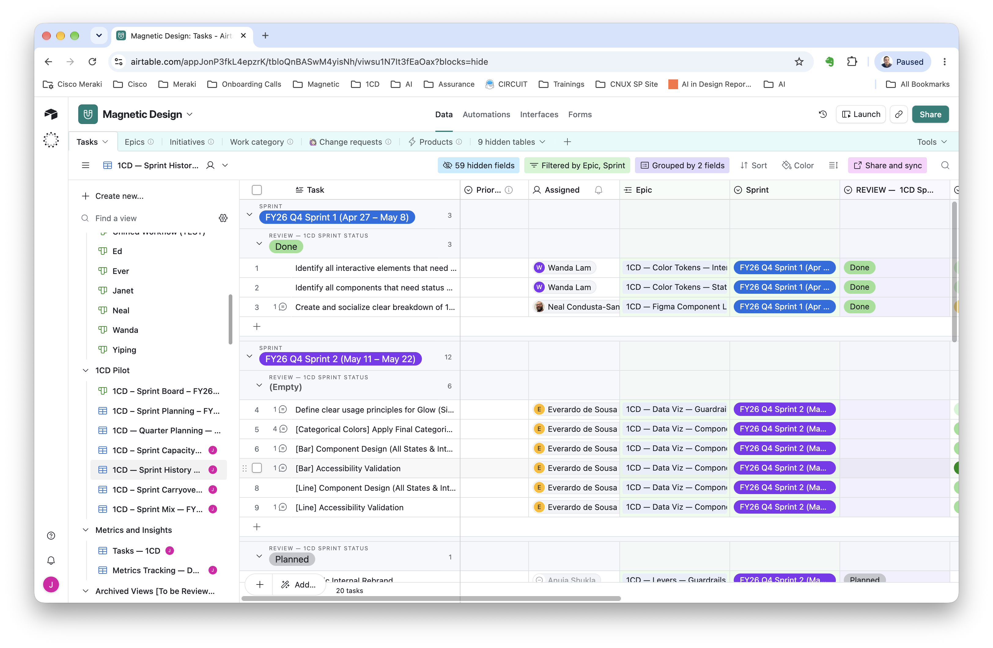Sprint history preserves the relationship between tasks, outcomes, and planning periods for later review.