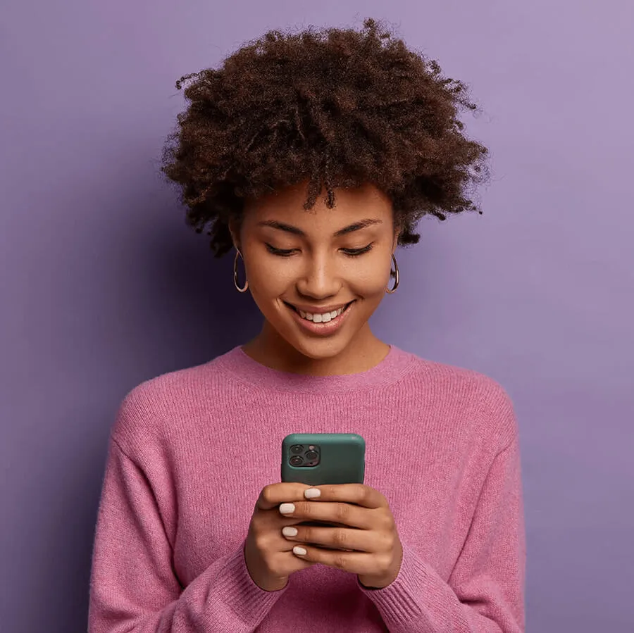 Women looking down on her phone