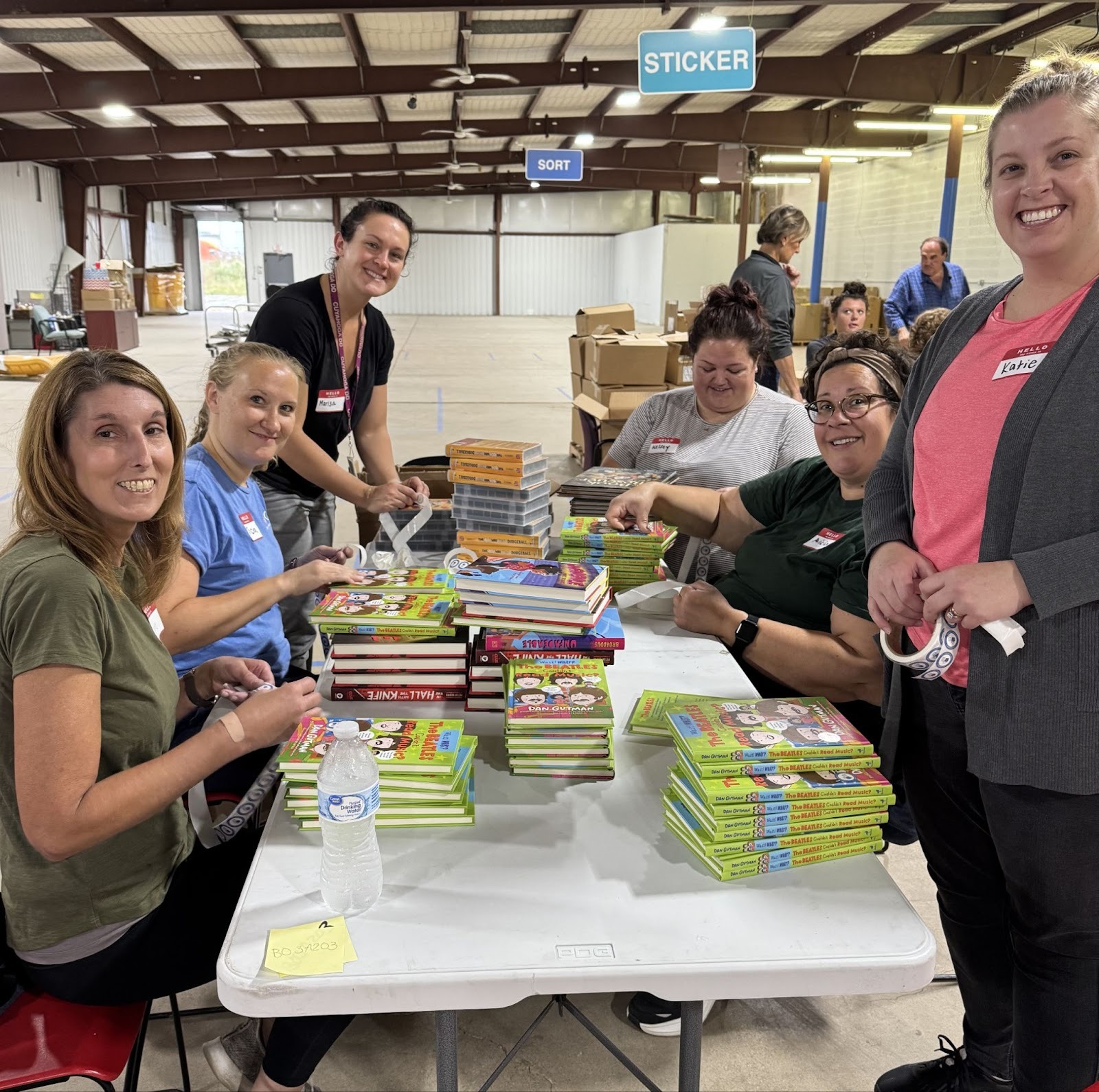 Distributing books at the Cleveland Kids’ Book Bank