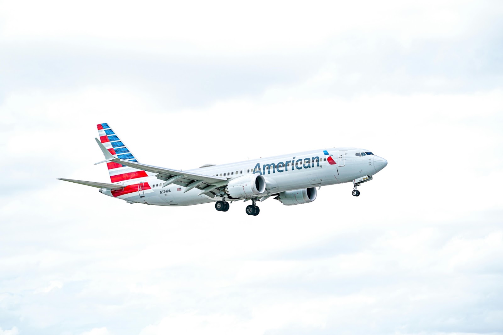 An American airplane at the sky
