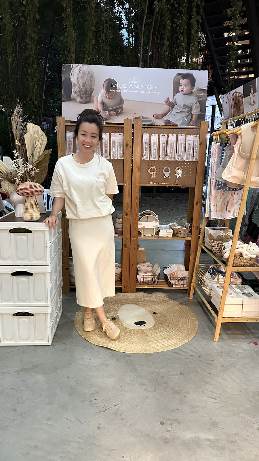 Mils & Key founder smiling selling her products