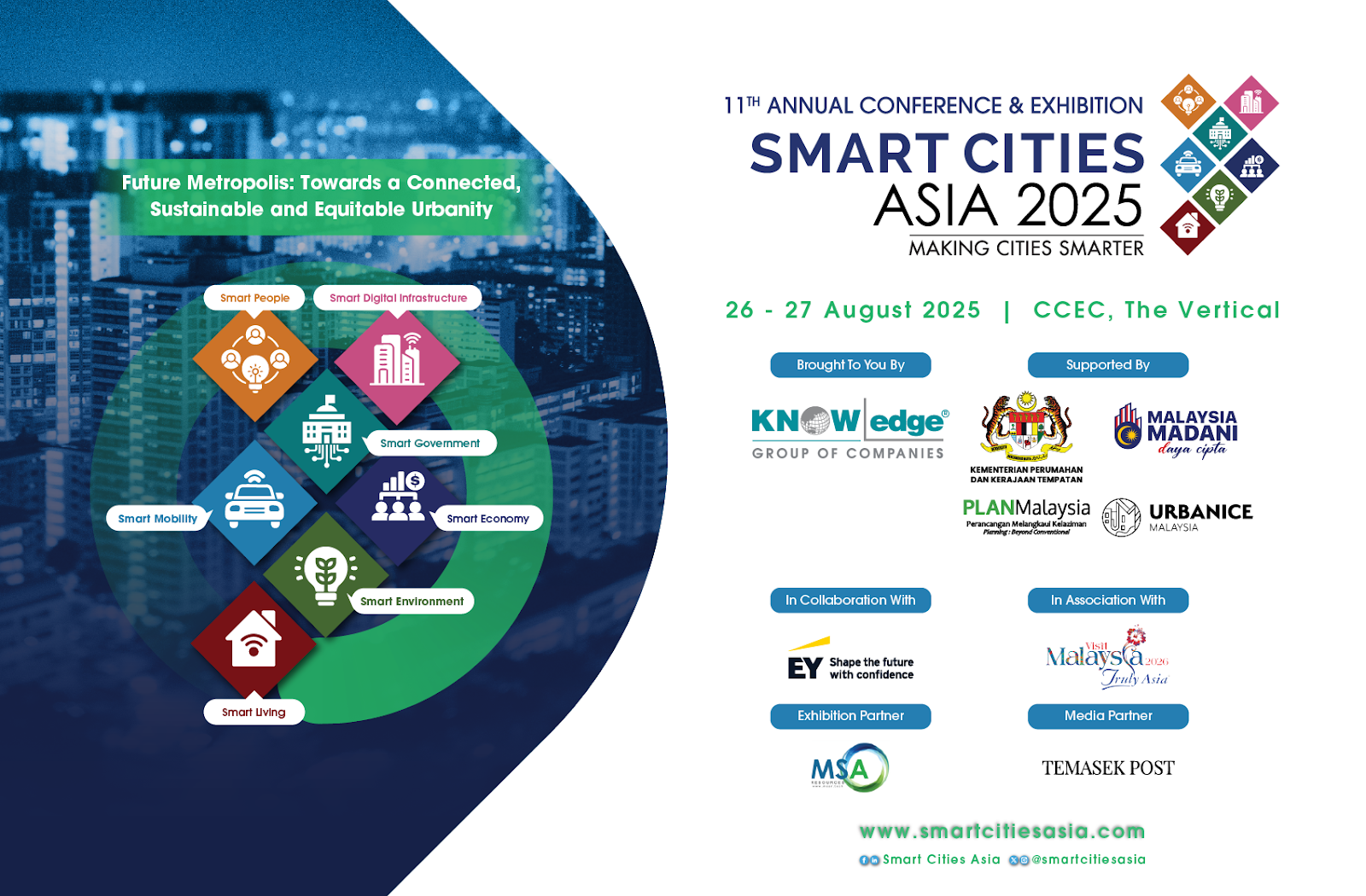 The 11ᵗʰ Smart Cities Asia Conference & Exhibition will take place on 26–27 August 2025