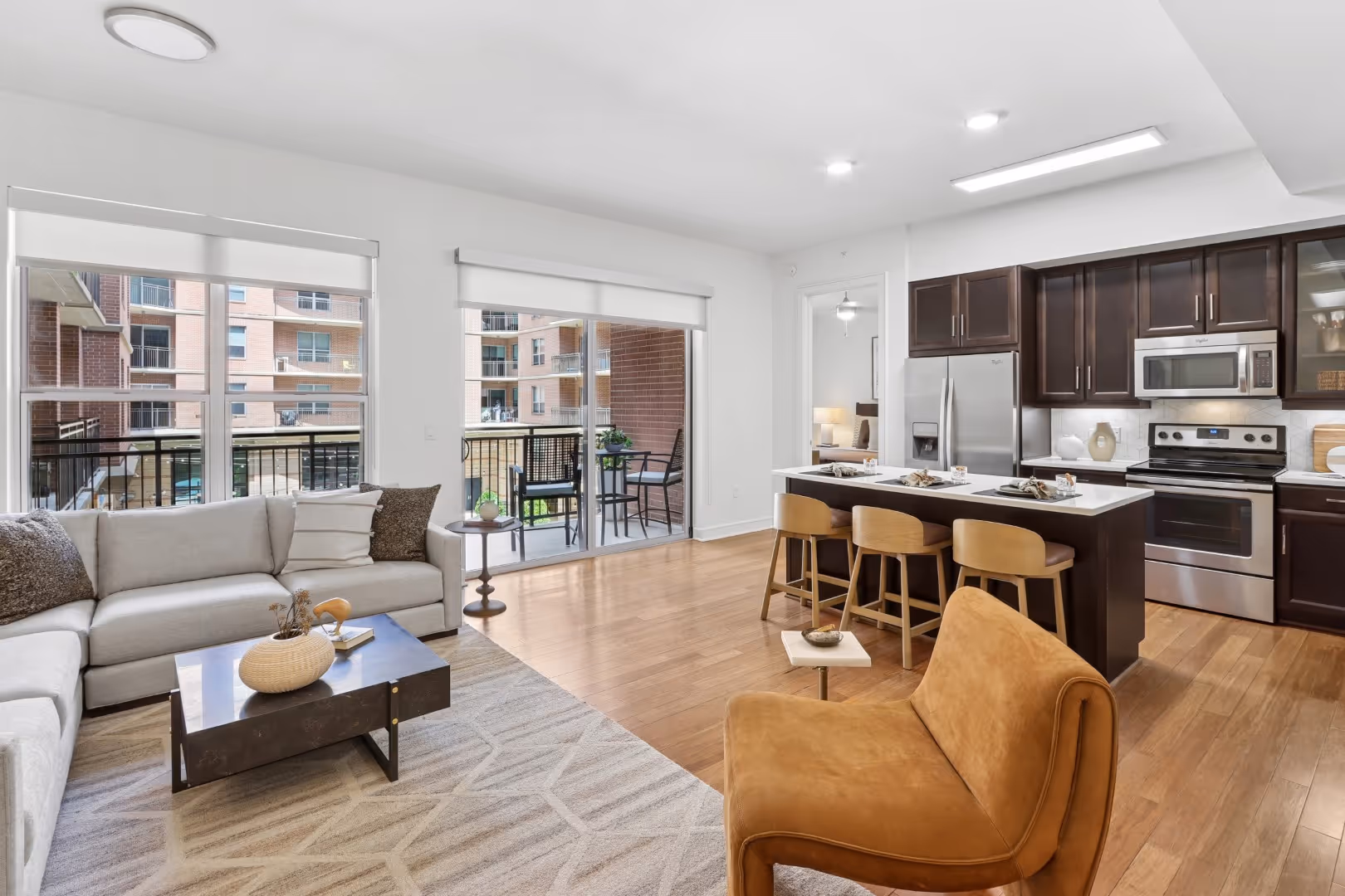 View of Kitchen from Living Room at The William Apartments Tanglewood in Houston, TX