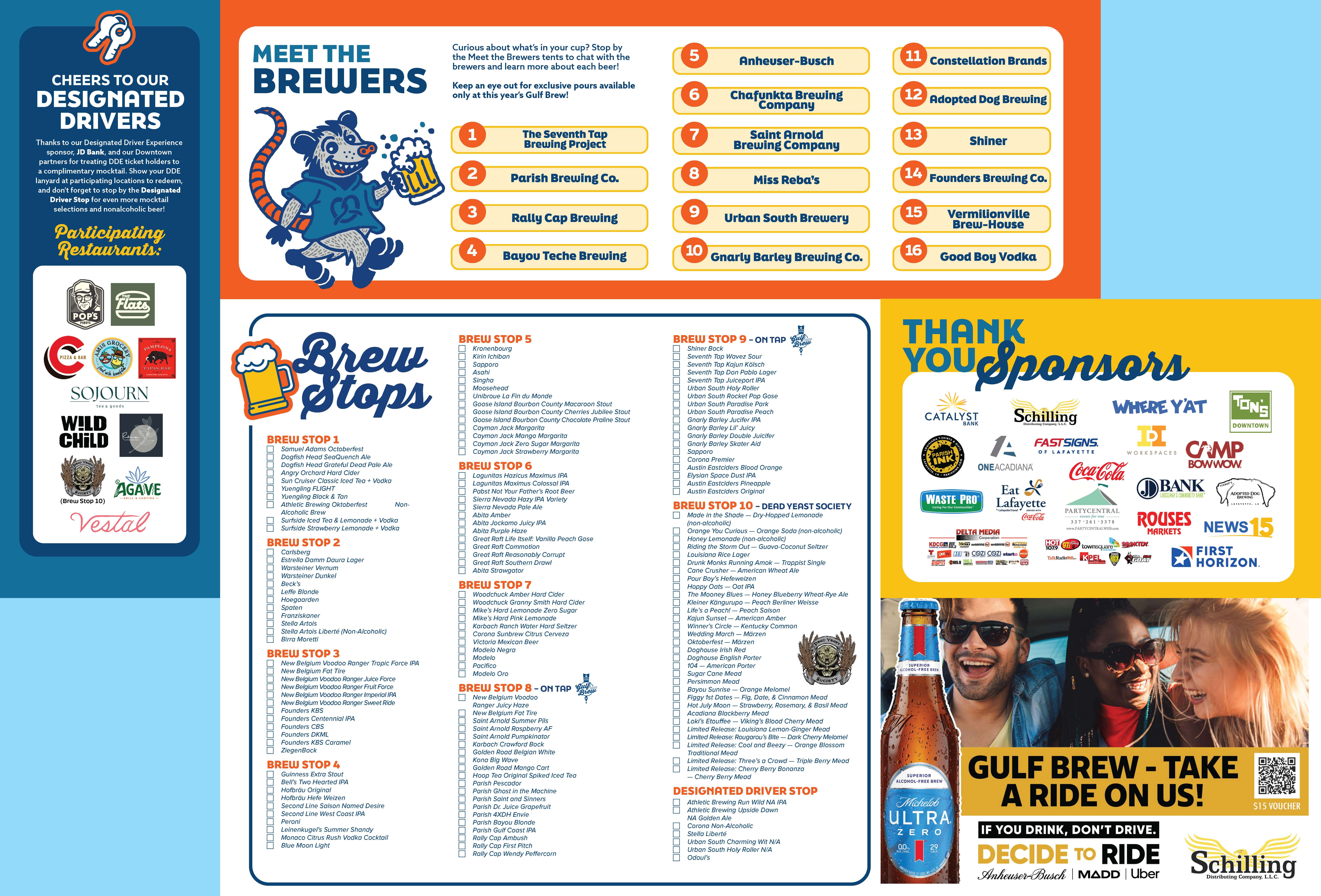 List of Brew Stops for Gulf Brew