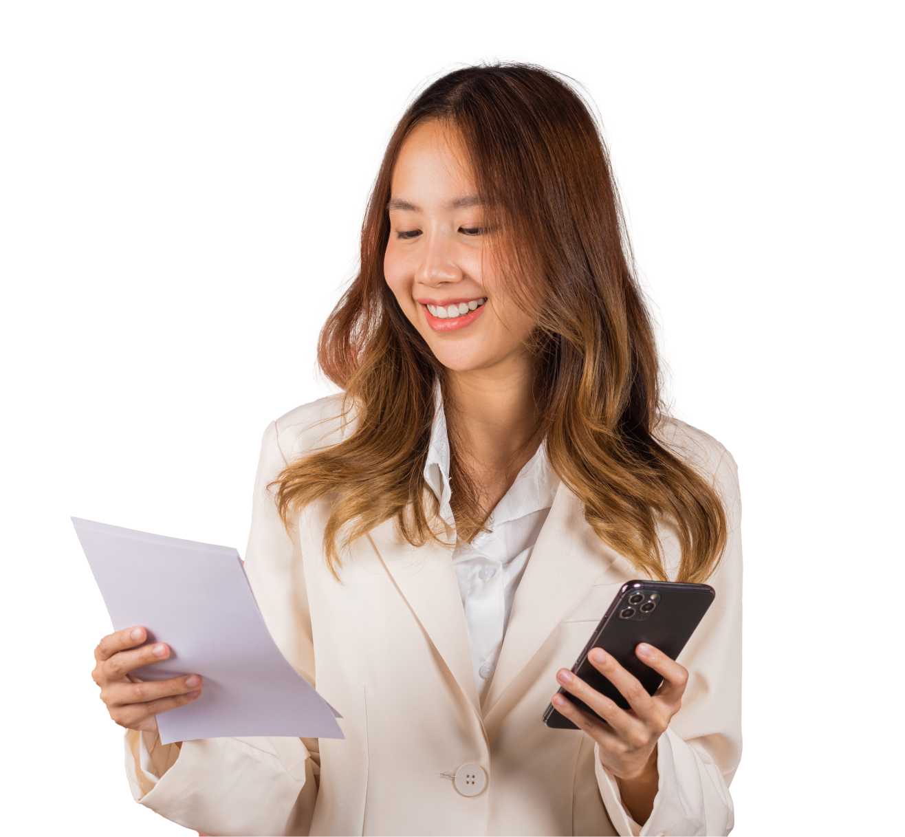 Woman looking at papers