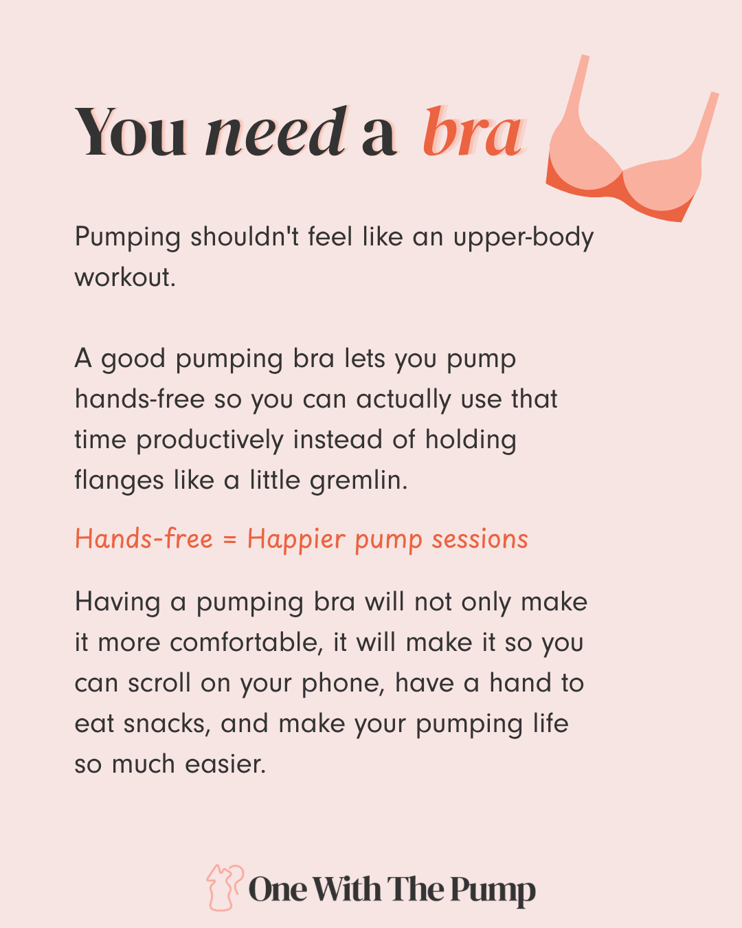 infographic explaining how hands-free pumping bras improve comfort